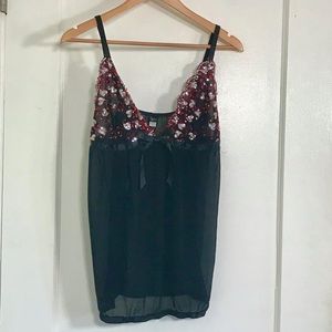 Red Sequin Black Chemise